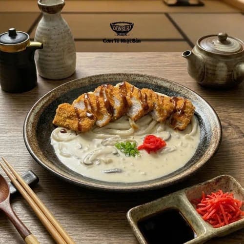 MÌ UDON XỐT KEM NẤM MISO - THỊT HEO CHIÊN XÙ